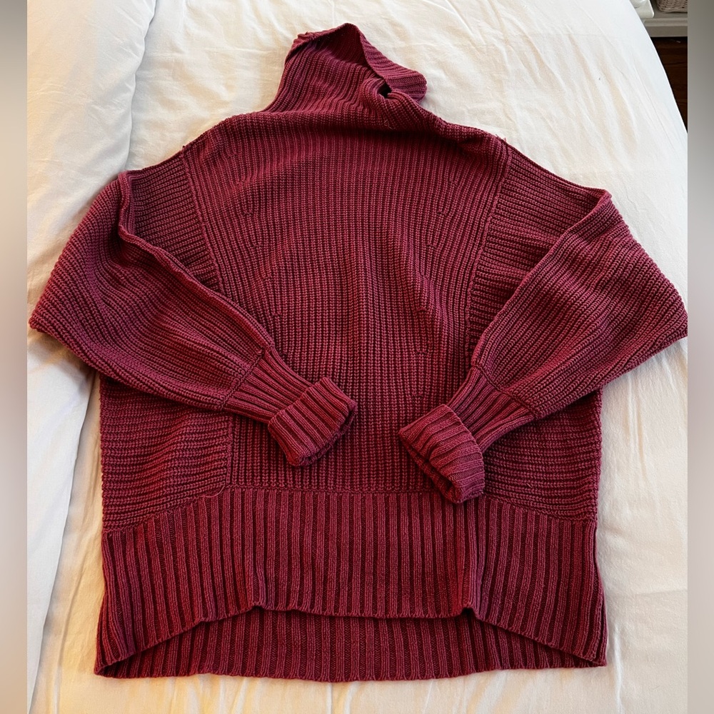 Pink Free People tunic turtleneck sweater